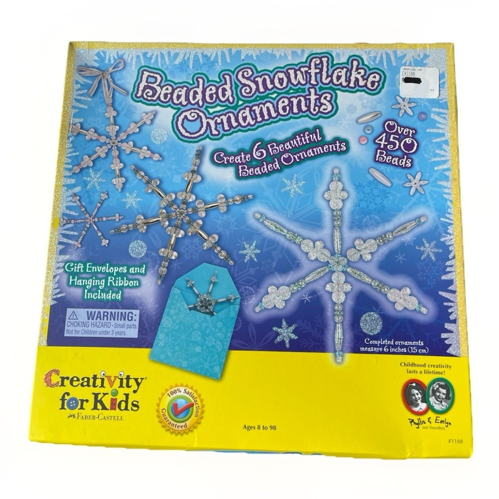 New~Faber-Castell Creativity for Kids~Beaded Snowflake Ornaments~Christmas Craft